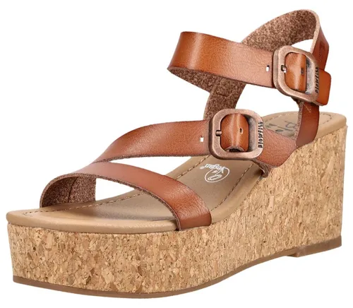 Blowfish Sandalen aus Lederimitat - Keilsandalette in Braun, Größe 37 EU - Trendige Keilsandalette aus hochwertigem Lederimitat mit 8 cm Absatzhöhe. Perfekt für lässige Sommerlooks! Bequem und vielseitig kombinierbar.