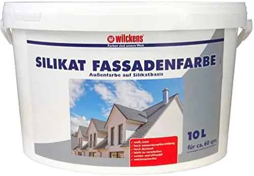 Wilckens Farben Fassadenfarbe, Silikat Dispersionsfarbe Außen Weiß 10 L - Lacke, hochwertige Silikat Dispersionsfarbe für langlebigen Wetterschutz, ideal für Fassaden und Außenanstriche.