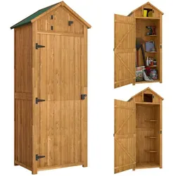 Outsunny Gerätehaus mit Regalböden, 54.2x77 cm - Geräteschuppen aus Tannenholz mit praktischen Regalböden für optimalen Stauraum. Ideal für Gartenwerkzeuge und Zubehör.