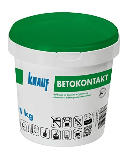 Knauf Betokontakt für eine verbesserte Haftung von Putzen, 1 kg – Putz-Grundierung für Beton, Haft-Grund vor dem Auftragen von Gips-Putz, Gipsdünn-Putz und Gipskalk-Putz