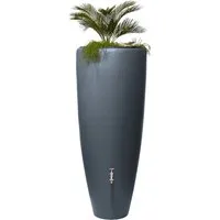 GARANTIA 2in1 Wasserbehälter 300 l - Dunkelgrau - Bewässerung: Nachhaltiger Wasserbehälter mit integrierter Pflanzschale für eine dekorative Gartengestaltung und umweltfreundliche Regenwassernutzung.