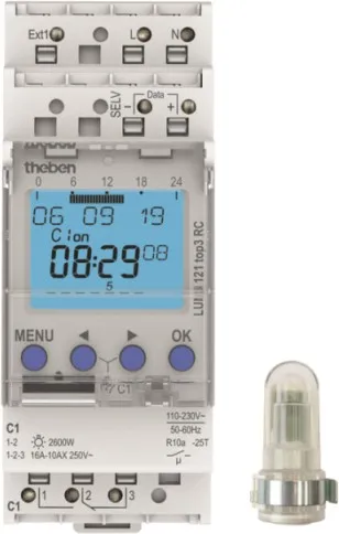 Theben 1210130 Dämmerungsschalter mit Zeitschaltuhr - Sonstige Elektroinstallationsartikel mit integriertem Wochenprogramm und separatem Lichtsensor (IP 55) für flexible Lichtsteuerung und maximale Energieeffizienz.