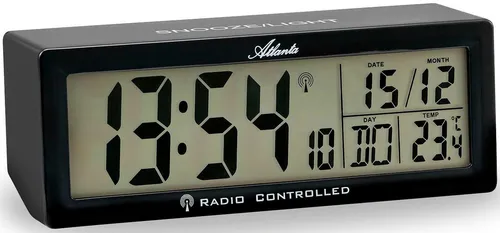 Atlanta Funkwecker 1892/7 mit digitaler Anzeige - Wecker mit digitaler Anzeige und Piepalarm, bietet einen automatischen Kalender und Innentemperaturanzeige – perfekt für einen entspannten Start in den Tag.