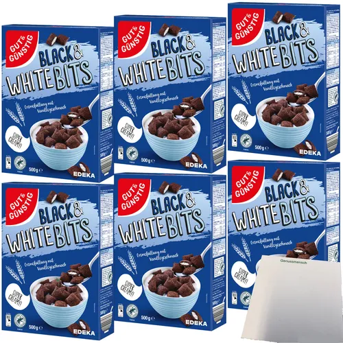 Gut&Günstig Black & White Bits Kakao-Getreidekissen 6er Pack 6x500g usy Block