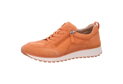 CAPRICE Damen Sneaker flach aus Leder mit Reißverschluss, Orange (Orange Suede) - Damen-Sneaker mit AIRMOTION-Sohlentechnologie für optimale Luftzirkulation und federnden Komfort. Hochwertiges Leder und Wechselfußbett für individuellen Schuhkomfort.