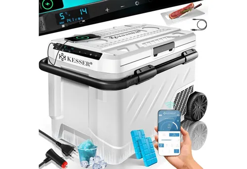 KESSER® Kompressor Kühlbox elektrisch - Dual-Zone Kühlung - Elektrische Kühlbox mit APP-Steuerung und LED-Display, ideal für Camping und Outdoor, kühlt bis -20°C und bietet einen geräuscharmen Betrieb.