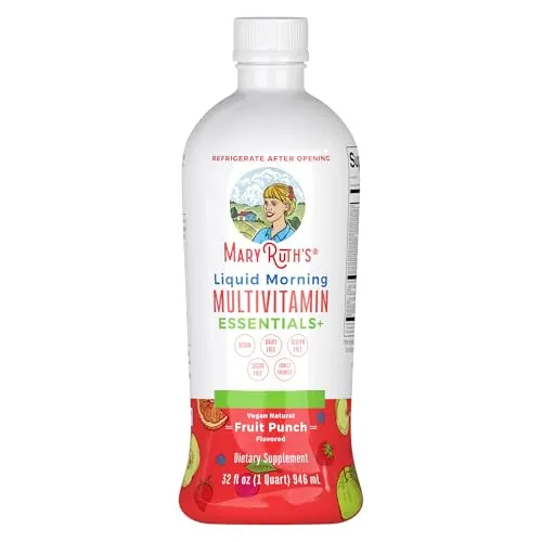 MaryRuth's, Liquid Morning Multivitamin Essentials+, 946ml, breites Spektrum an Vitaminen je Dosis, Fruchtpunchgeschmack, Vegan, Glutenfrei, GMO frei