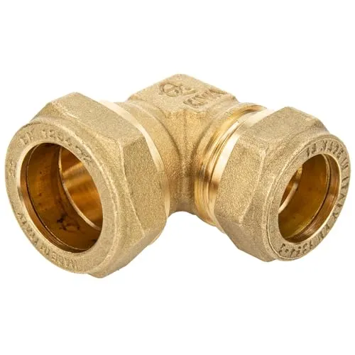 tecuro Messing-Klemmringverbinder, Winkel 90° reduziert 15 x 18 mm, metallisch dichtend, DVGW W 534 geprüft, geeignet für Solar