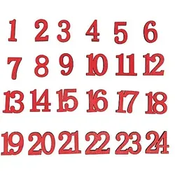 Adventskalenderzahlen aus Holz, rot