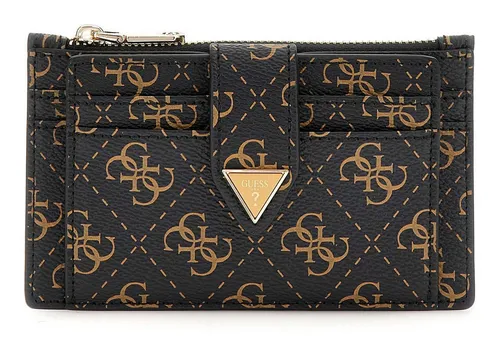 Guess Kartenetui Card Holder - Braun mit Logo - Etui aus hochwertigem Polyurethan, bietet Platz für 5 Karten und hat ein sicheres Reißverschluss-Münzfach. Ideal für stilbewusste Menschen, die Funktionalität und Design schätzen.