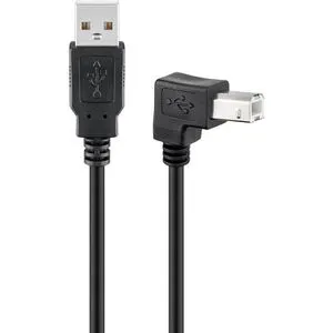 Goobay USB-Kabel 95118 USB 2.0 90°, 5 m, schwarz, Anschlusskabel, A Stecker / B Stecker abgewinkelt