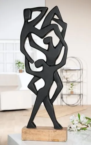 Casablanca Skulptur Acrobatics aus Mangoholz, 60 cm hoch - Statuen aus hochwertigem Mangoholz, elegante Kombination aus Schwarz und Natur, mit Filzgleitern zum Schutz Ihres Bodens.