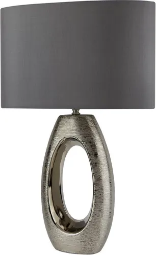Searchlight Tischleuchte Artisan, Grau - Elegante ovale Tischleuchte aus Textil, 20x61x40 cm, ideal für stimmungsvolle Innenbeleuchtung in jedem Raum.