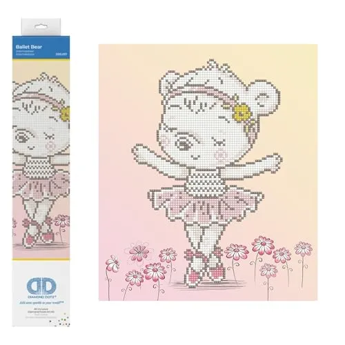Diamond Dotz DD5-057 Balett Bear, ca. 27 x 32 cm groß, Diamond Painting, Malen mit Diamanten, funkelndes Bild zum Selbstgestalten, für Kinder und Erwachsene