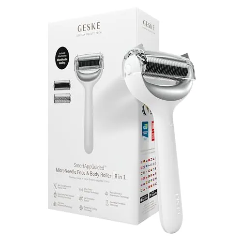 GESKE Micro-Needling SmartAppGuidedTM Roller 8 in 1 - Pflegeaccessoires mit kostenloser GESKE App für personalisierte Hautanalysen und individuelle Beauty-Routinen, die Deine Haut sichtbar verbessern.