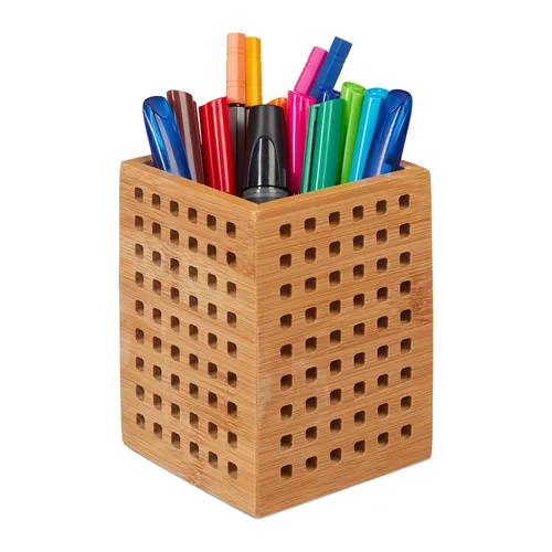 Stiftköcher bambus Schreibtisch Organizer Utensilienbox 200 g 11,5 cm natur