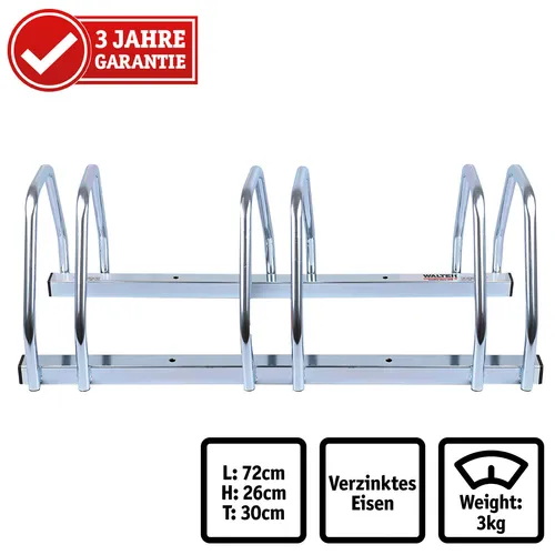 WALTER Fahrradständer 3-fach, Radständer inkl Dübel und Schrauben, Fahrrad
