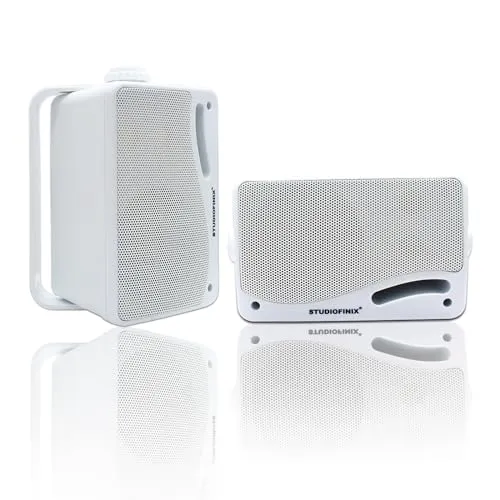 STUDIOFINIX wasserdichte Outdoor-Lautsprecher verkabelt-3,5 Zoll 3 Weg 200W Surface Marine &Wall Mount Lautsprecher- Heavy Duty ABS Grill,geeignet für Haus, Boot, Poolside, Terrasse（Weiß）