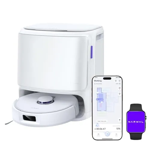 NARWAL Freo X10 Pro Saugroboter mit Wischfunktion - Staubsaugroboter mit 11.000 Pa Saugkraft, selbstreinigender Absaugstation und innovativem dreieckigen Moppsystem für lückenlose Reinigung in Ecken und Kanten.