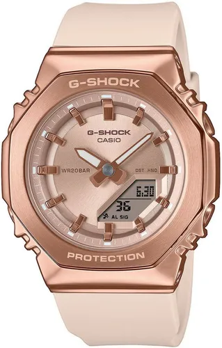 CASIO G-SHOCK Chronograph GM-S2110PG-4AER - Chronograph mit bis zu 20 bar Wasserdichtigkeit, ideal für Sport und Outdoor-Aktivitäten. Elegantes Design in Roségold mit analog-digitaler Anzeige.