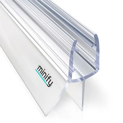 minify Duschdichtung für Glastüren (5-8mm) – Dichtung Dusche Glastür Transparentes U-Profil mit Milchglas-Dichtlippen in verschiedenen Längen erhältlich [ 2 x 100CM ]