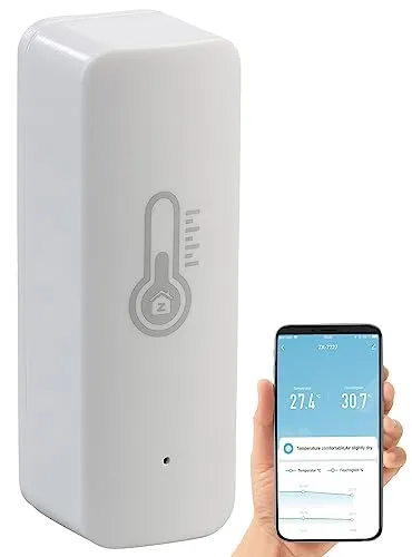 Luminea Home Control ZigBee Hygrometer: ZigBee-Temperatur- & Luftfeuchtigkeits-Sensor mit App, Sprachsteuerung (Temperatursensor, Thermometer Alexa, Infrarotheizung)