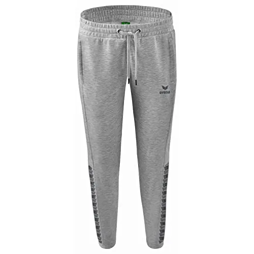 Erima Damen Essential Team Sweathose, hellgrau melange, Größe 36 - Trainingsbekleidung mit weichem Baumwollmix und leichtem Stretch für optimale Bewegungsfreiheit. Perfekt für Sport und Freizeit mit seitlichen Reißverschlusstaschen.