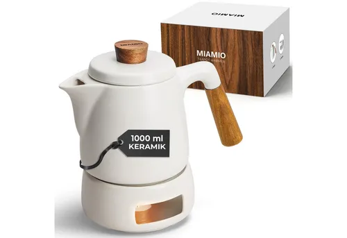 MiaMio Teekanne mit Stövchen Set (1L) – Weiß