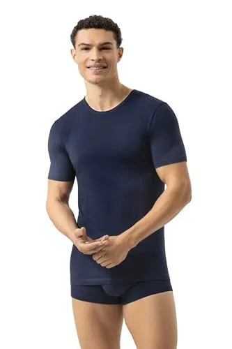 Mey Tagwäsche Dry Cotton Herren Homewear Shirt Yacht Blue S - T-Shirt für Herren, figurbetont mit Rundhalsausschnitt und klimaregulierender Funktion für optimalen Komfort an warmen Tagen.