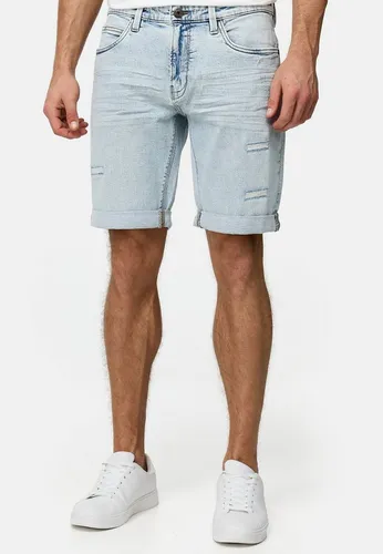 Indicode Herren Caden Jeans Shorts | Used Look mit 5 Taschen für Männer - Herren-Shorts im angesagten Used-Look, leicht und bequem, ideal für warme Tage. Die qualitativ hochwertige Materialqualität sorgt für hohen Tragekomfort.