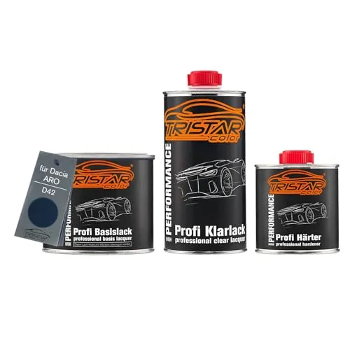 Produktbild TRISTARcolor Autolack Set Dose spritzfertig für Dacia/ARO D42 Bleu Navy/Marine Blau Basislack + 2K Klarlack 1,25L