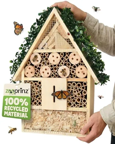 zooprinz Insektenhotel XXL aus Holz 39 cm mit Efeu-Dach