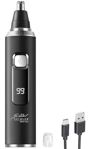 Sichler Beauty Nasenhaarschneider: 2in1-Akku-Nasen- und Ohrenhaar-Trimmer mit Schutzkappe, 120 Min., IPX6 (Nasenrasierer, Ohrhaar-Rasierer, Nasenhaar)