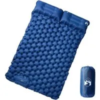 vidaXL Doppel-Isomatte mit Kissen Selbstaufblasend Marineblau - Isomatten für 2 Personen, selbstaufblasend und bequem, mit integrierten Kissen für optimalen Schlafkomfort beim Camping oder Outdoor-Aktivitäten.