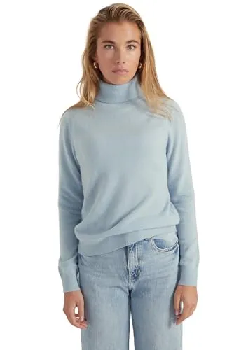 Style & Republic Damen Rollkragenpullover aus 100% Kaschmir, Slim-Fit-Passform, stilvoller Premium-Cashmere-Strickpullover für Herbst und Winter, blau S