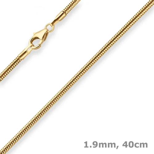 Schmuck Krone Goldkette 1,9mm Schlangenkette aus 333 Gelbgold 40cm - Elegante 40 cm lange Schlangenkette aus 333 Gelbgold, ideal für jeden Anlass. Zeitloses Design für stilvolle Akzente.