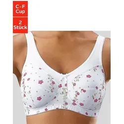 Entlastungs-BH PETITE FLEUR, Damen, Gr. 95, Cup D, weiß (bedruckt, weiß), Microtouch, Obermaterial: 70% Polyamid, 30% Elasthan, BHs BH BH-Set Unterwäsche Entlastungs-BH Mieder-BH Bügelloser-BH, ohne Bügel, mit breiteren Trägern, Topseller