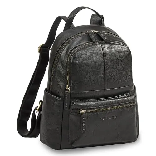 STILORD 'Berry' City Rucksack Damen aus Echtleder – Kompakter, Diebstahlsicherer Rucksack für 13 Zoll Laptops - Eleganter Damen Rucksack aus hochwertigem Rindsleder mit zwei Hauptfächern und sicherem Rückenfach. Ideal für den Alltag, bietet Platz für Essentials und 13 Zoll Geräte. Perfekt für stilbewusste Frauen!