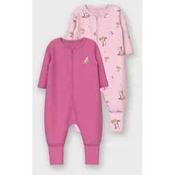 NAME IT Girl Schlafanzug 2er-Pack - Schlafstrampler für Baby-Mädchen, aus 97% Bio-Baumwolle für höchsten Komfort und eine sanfte Hautpflege.