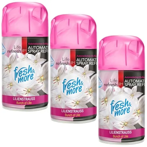 Fresh & More Lufterfrischer Nachfüller (3er Pack) 250ml, Lilienstrauss
