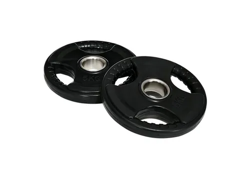 SPORTNOW Hantelscheiben 2er-Set - Tri-Grip 2 x 5 KG - Hantelscheiben für Gewichtheben und Krafttraining, mit drei Griffen für einfaches Handling und gummierter Oberfläche für optimalen Schutz und Langlebigkeit.