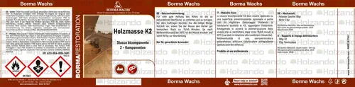 BORMA Spachtelmasse 2K Holzkitt, Schnelltrockned, 2K Holzmasse mit Härter