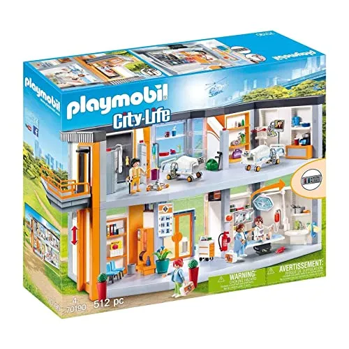 PLAYMOBIL City Life 70190 - Großes Krankenhaus mit Einrichtung, 512-teiliges Set für kreativen Spielspaß ab 4 Jahren