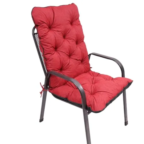 TexDeko® Ecolen Hochlehner Auflage Bordeaux 120x50x50cm - Hochwertige Gartenstuhlauflage mit edler Leinenstruktur, UV-beständig und wasserabweisend. Bequem gepolstert für höchsten Sitzkomfort und mit Antirutschboden für sicheren Halt.