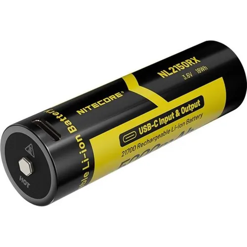 Nitecore NL2150RX 21700 Akku - Hochleistungsakku mit 5000 mAh, ideal für leistungsintensive Geräte und lange Laufzeiten.