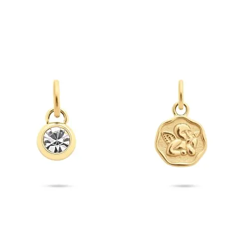 Tamaris Damen Charms Anhänger TJ-0693-P-02 aus Edelstahl in IP Gold - Bead Charms für Damen, eleganter Engeldesign-Anhänger aus poliertem Edelstahl mit Zirkoniasteinen, ideal als Geschenk in einem stilvollen Tamaris Stoffbeutel.