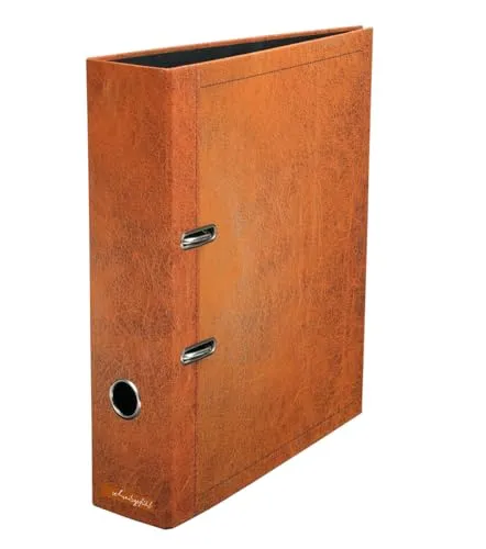 Cognac Aktenordner für DIN A4, ca. 8 cm breit, Leder-Optik hellbraun