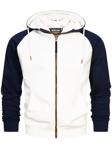 Indicode Herren INPulko Kapuzensweatjacke | Hoodie Kapuzenpullover Pulli für Männer Offwhite, M