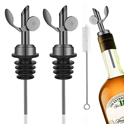 Xuduvay 2 Flaschenausgießer, Edelstahl Weinausgießer, Ausguss für Wein Schnaps Olivenöl Kaffee Sirup Flaschen Öl-Ausgießer, ideal für Bar, Pub, Zuhause Öl-Ausgießer (Schwarz)