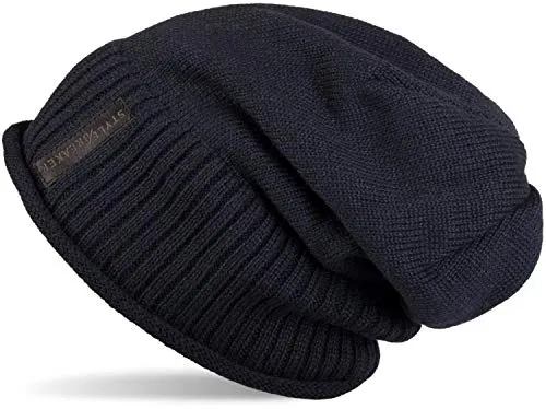 styleBREAKER Unisex Beanie Feinstrick Fleece Futter Viskose | Thermo Inlay. elastisch. Bundweite 24cm. Kopfumfang 56-62cm. Einheitsgröße. winterfest. waschbar 30 Grad.